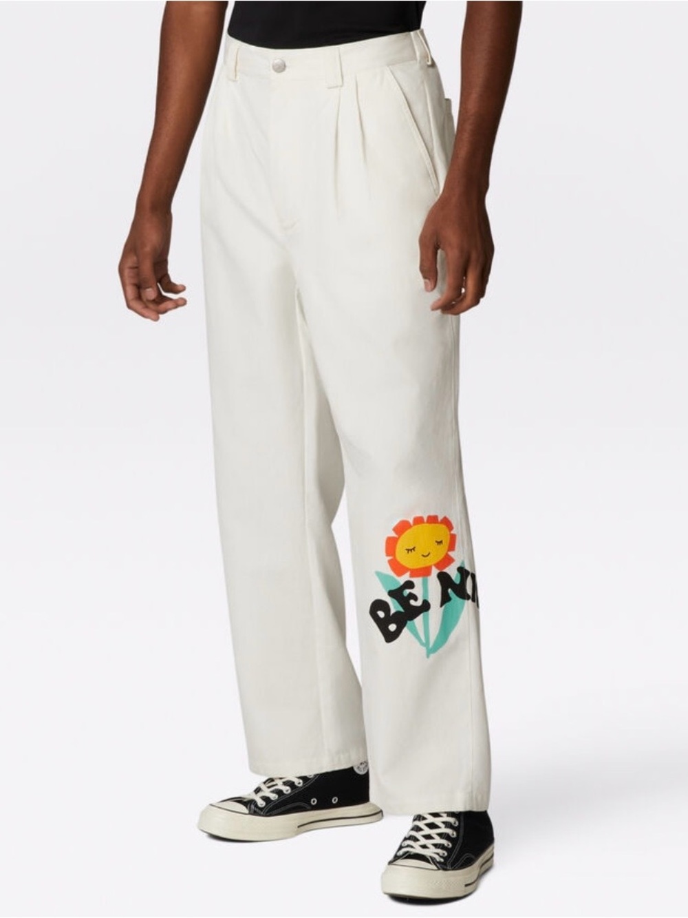 Converse Off-White High-Waist Pants with Metal Zip